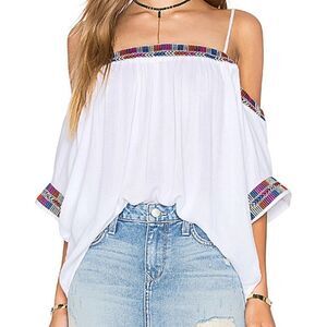 Piper Xico Embroidered Trim Cold Shoulder Top